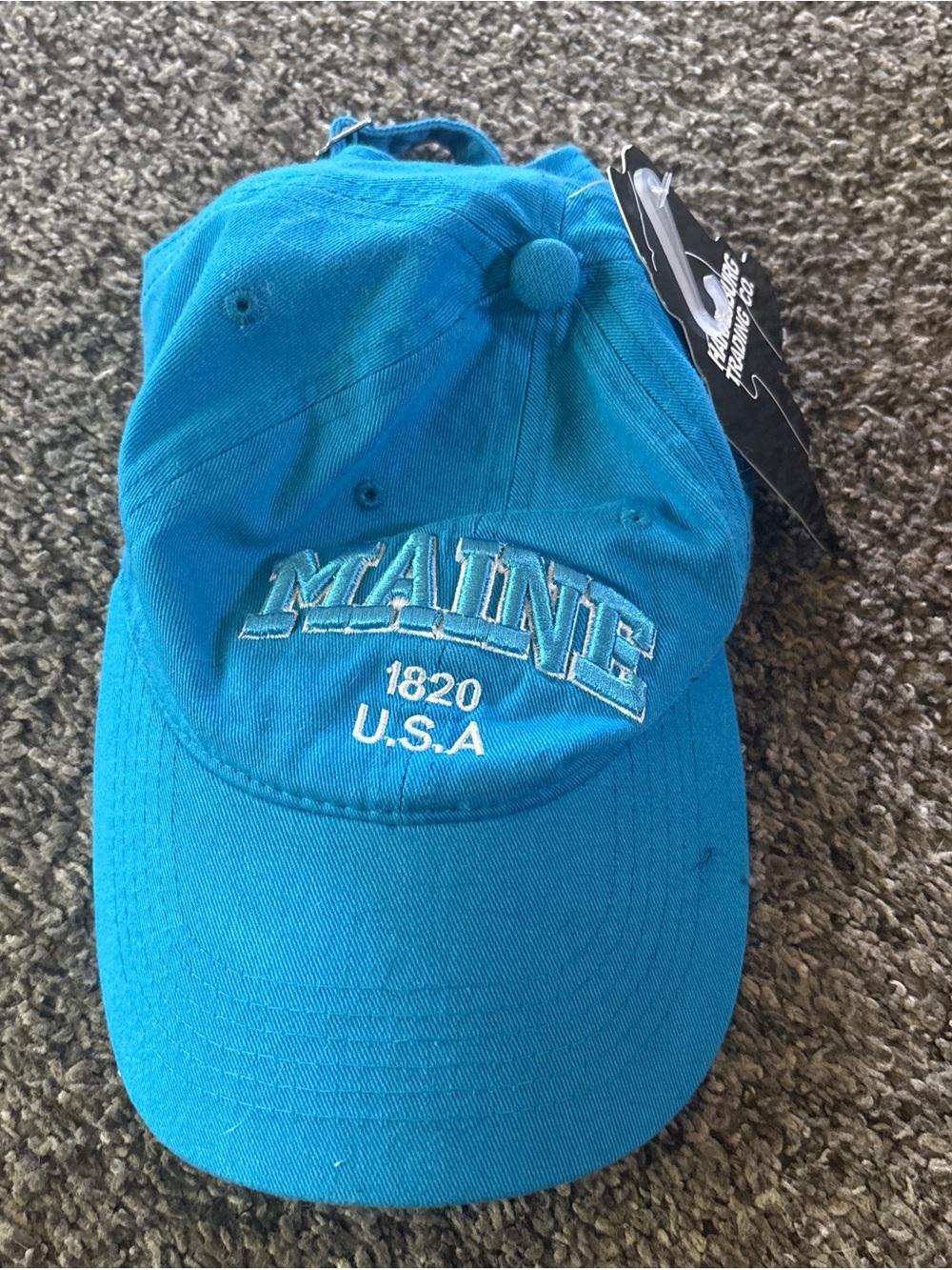 Maine 1820 USA Embroidered Teal Baseball Cap